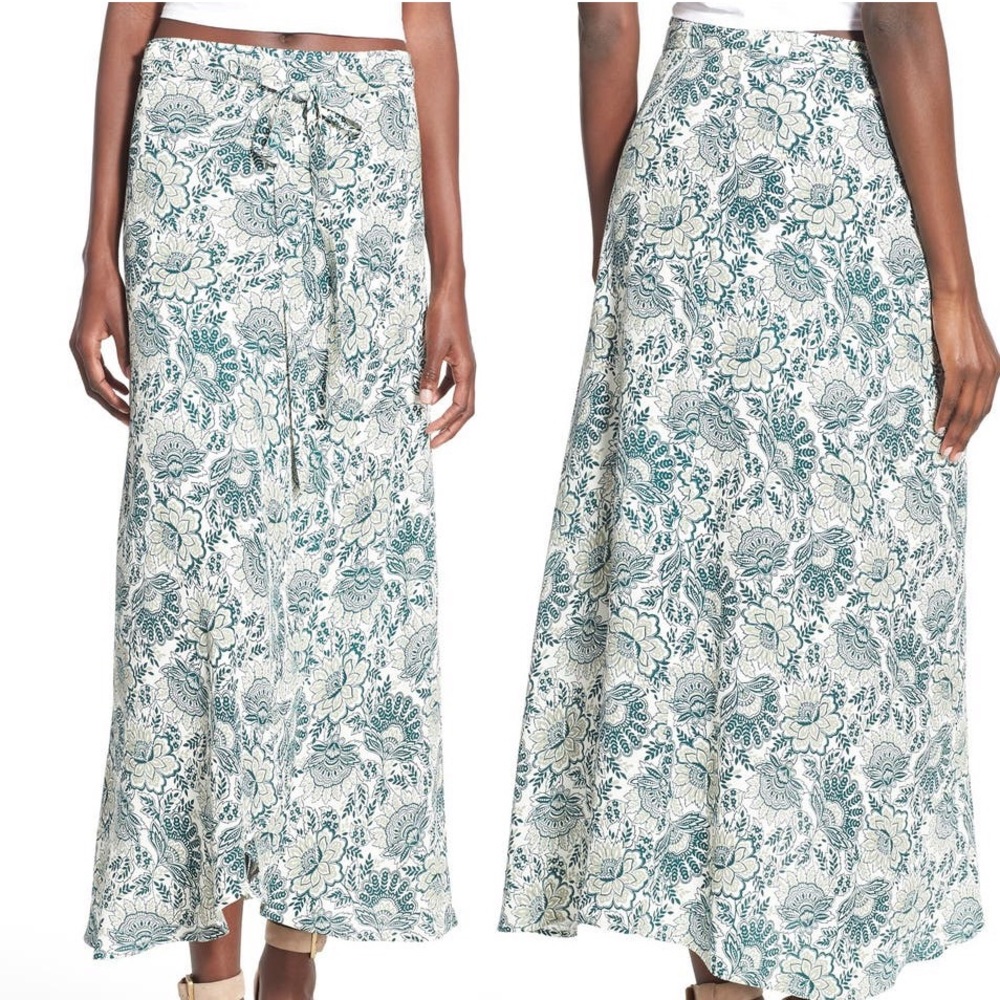 WAYF floral midi tie skirt